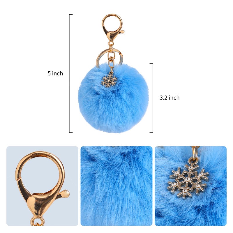 Kinglighten Pom Pom Keychain Artificial Fur Ball Keychain Fluffy Accessories Car Bag Charm (black) - Image 3